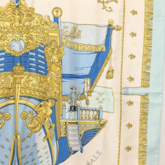 HERMES Carre 90 Scarf ""VUE DU CARROSSE DE LA GALERE LA REALE"" Silk Auth BA6484 - Picture 14 of 15
